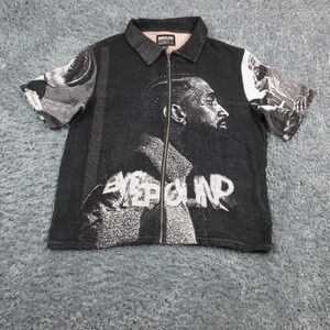 Nipsey Hussle Shirt Mens 3XL Black Byepound Dept Woven Zip Front Graphic NWT